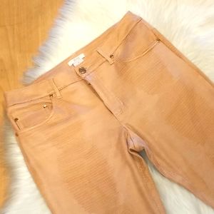 Eric Peach Snakeskin Textured Pants